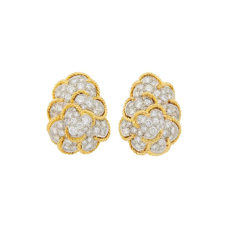 18k gold platinum diamond earclips