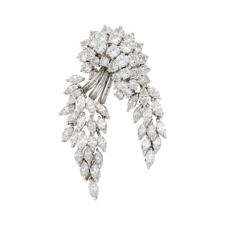 Platinum and diamond pendant-brooch