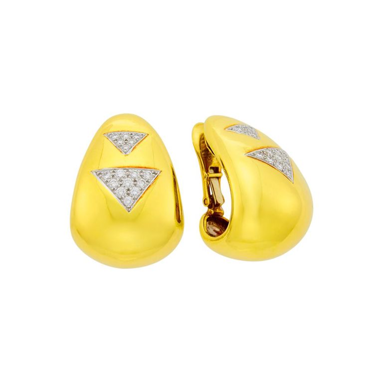 18k gold diamond hoop earclips