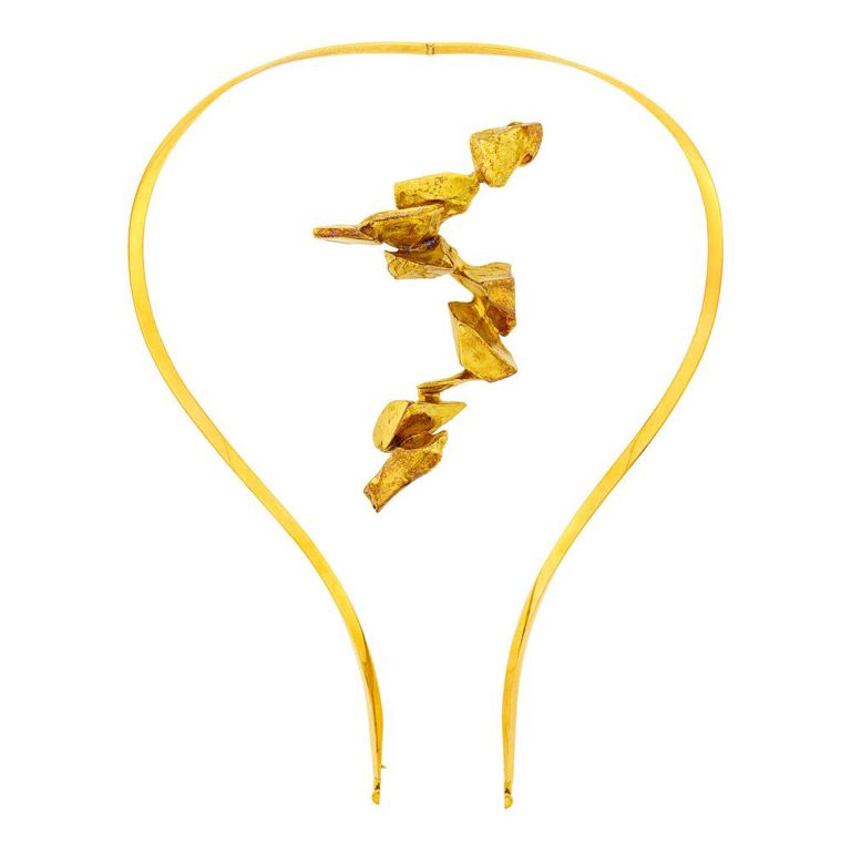 18k gold abstract brooch and torque necklace
