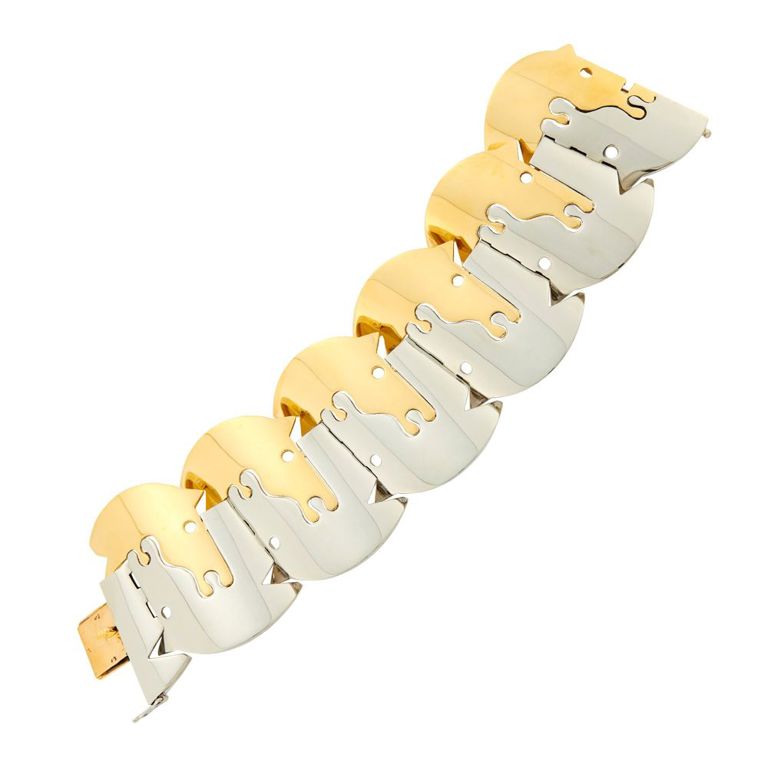 18k yellow gold and white gold cuff bracelet