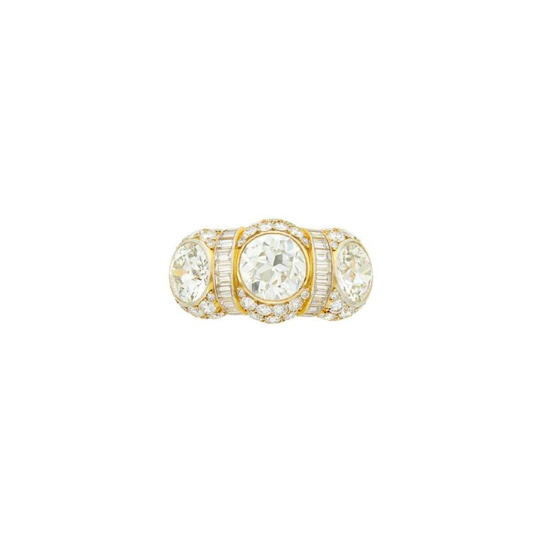 Platinum and gold-plated platinum diamond ring