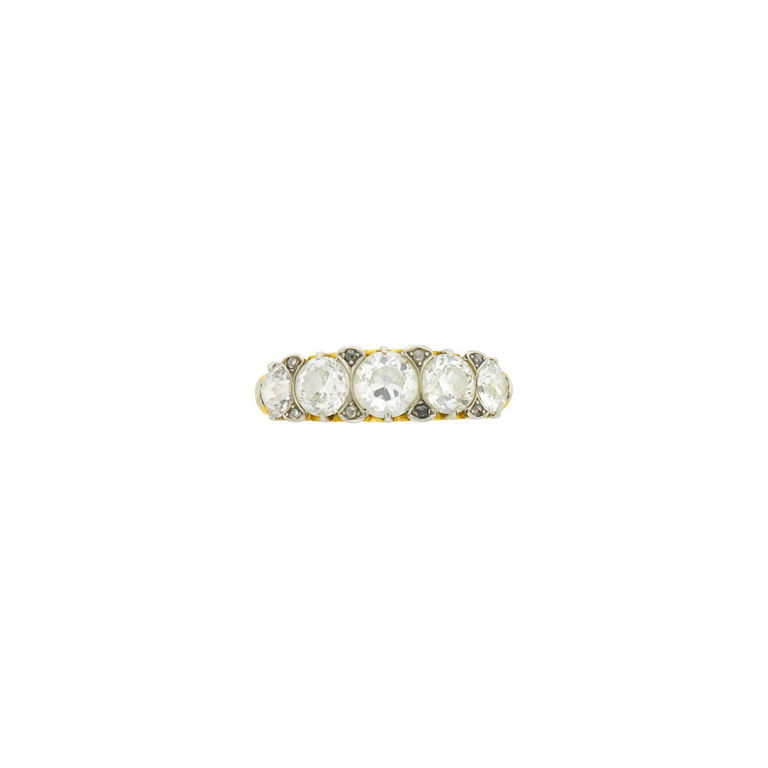 Antique gold and platinum diamond ring