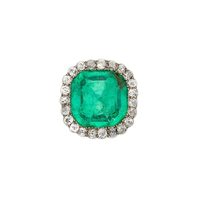 Antique gold and silver emerald ring