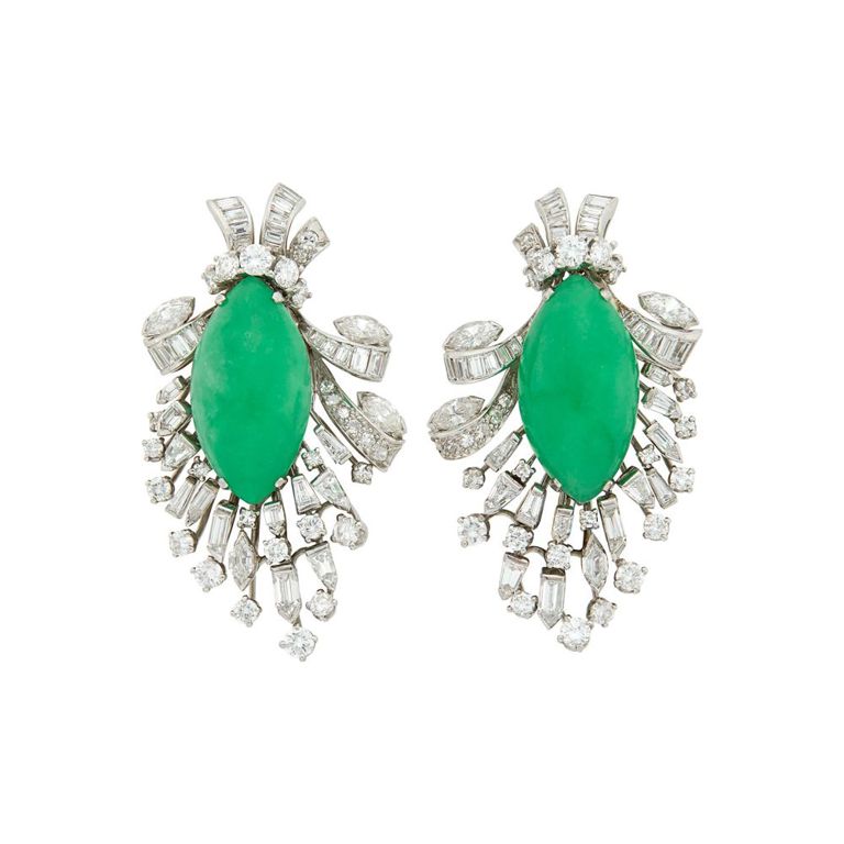 Platinum jade earrings