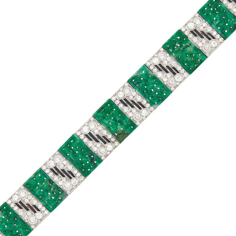 15k gold panel jade bracelet