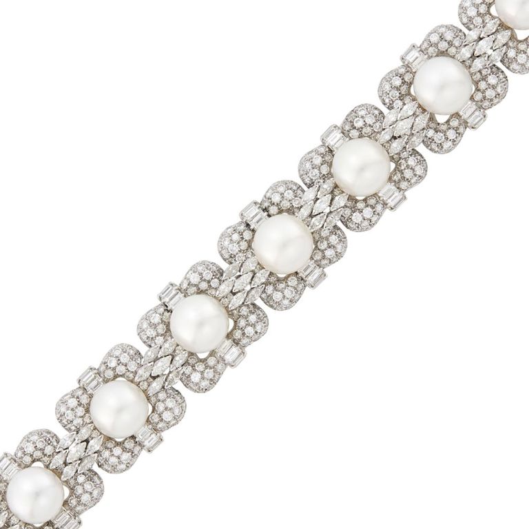 Platinum South Sea pearl diamond bracelet