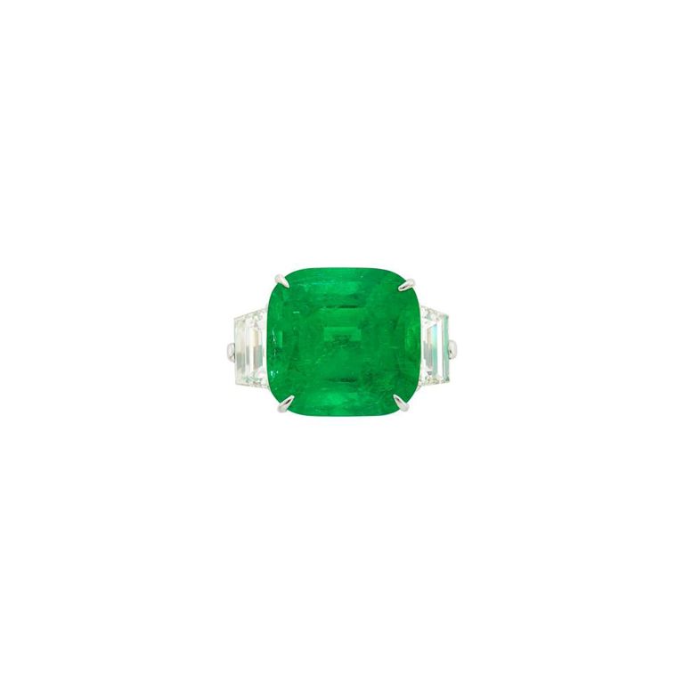 14k white gold emerald diamond ring
