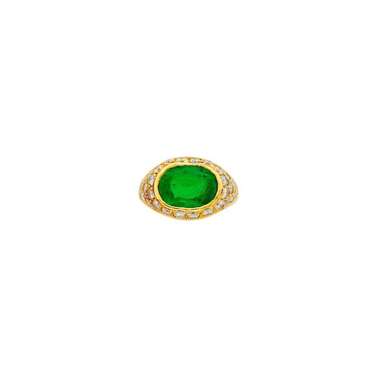 18k gold emerald diamond ring