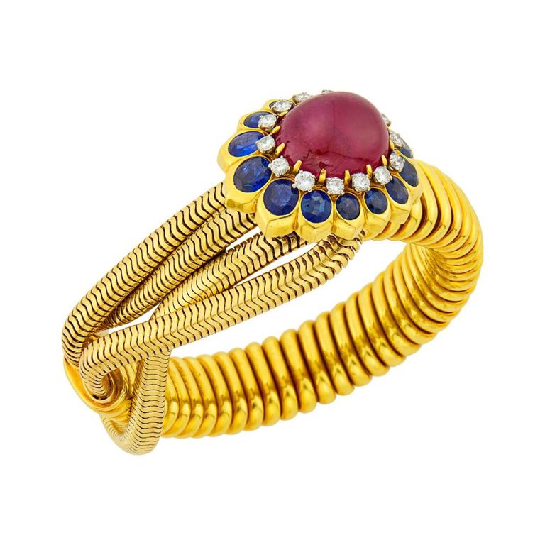18k gold ruby sapphire diamond bracelet