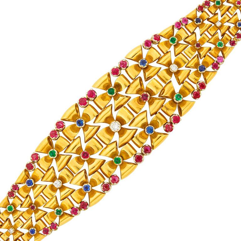 18k gold gem-set bracelet