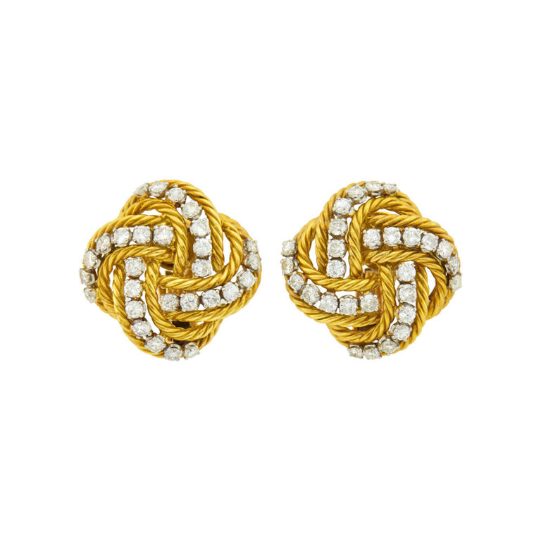 18k gold platinum diamond earclips