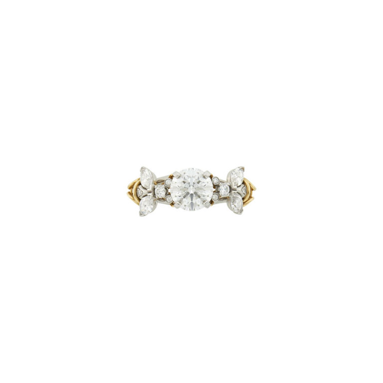 Platinum gold diamond 'Two Bees' ring
