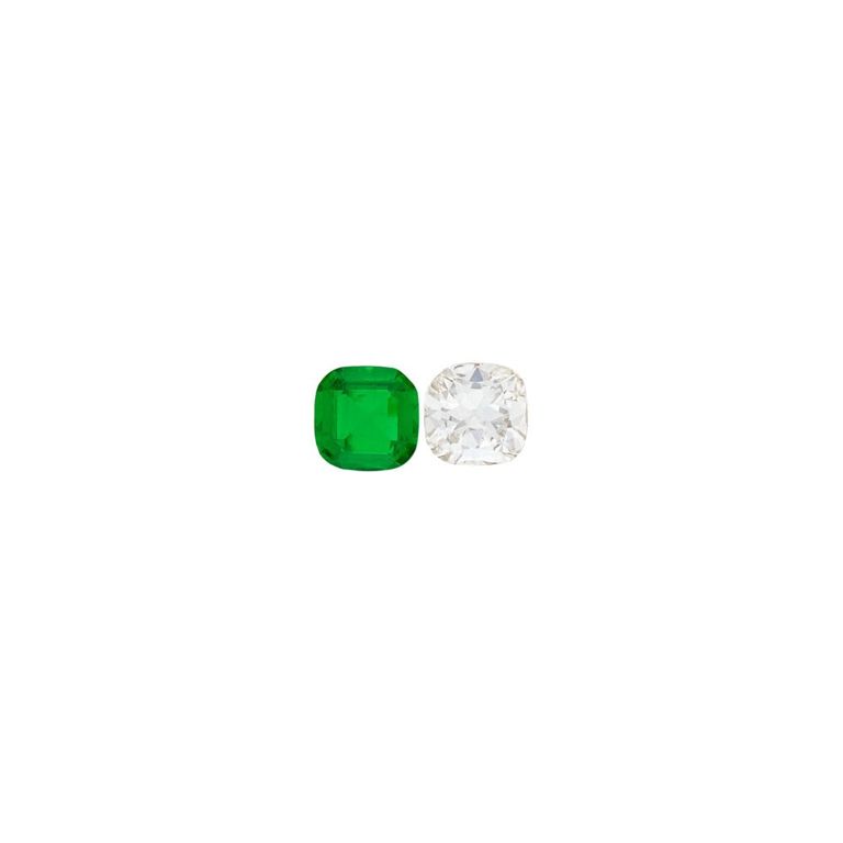 Platinum gold emerald diamond ring