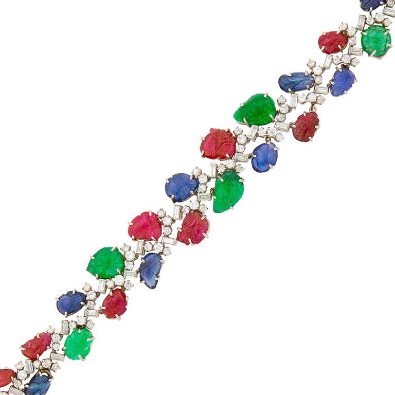 Platinum diamond 'Tutti Frutti' bracelet