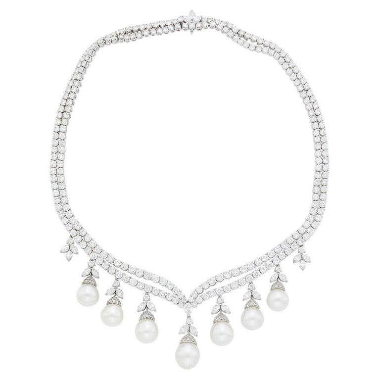 Platinum diamond South Sea pearl necklace