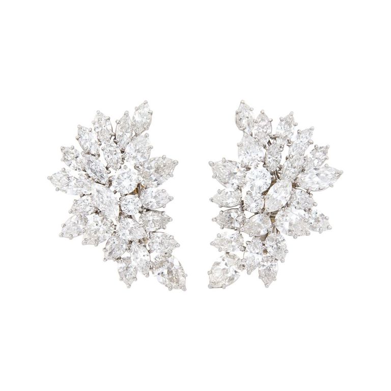 Platinum diamond earclips