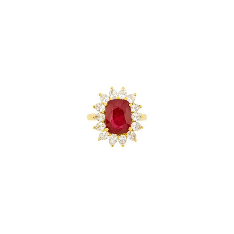 18k gold ruby diamond ring