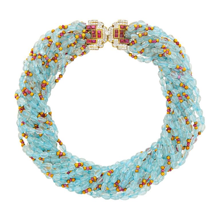 18k gold torsade topaz necklace