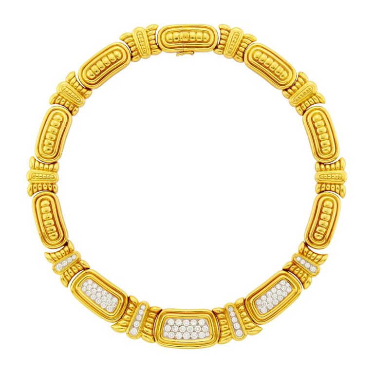 18k yellow gold and white gold diamond necklace