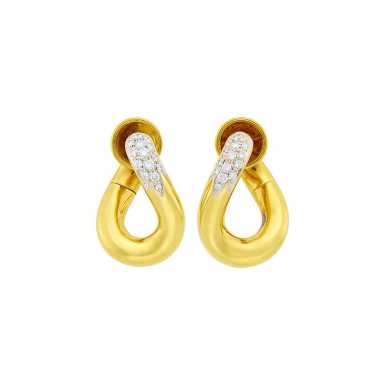 18k gold diamond hoop earclips