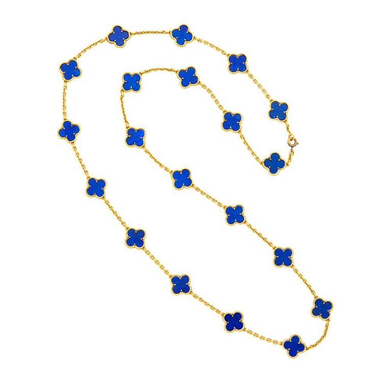 18k gold lapis Alhambra necklace