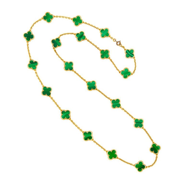 18k gold malachite necklace