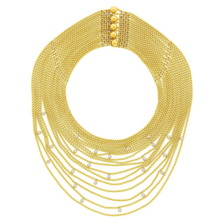 18k yellow gold and white gold diamond necklace