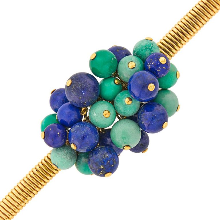 14k gold turquoise and lapis bead bracelet