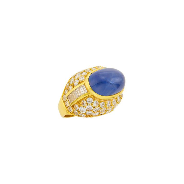 18k gold sapphire and diamond ring