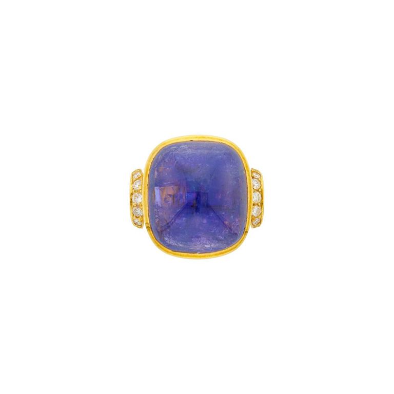 18k gold tanzanite and diamond ring