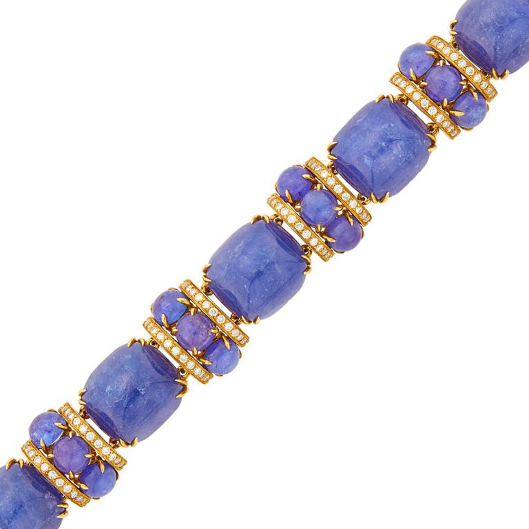 18k gold tanzanite and diamond bracelet