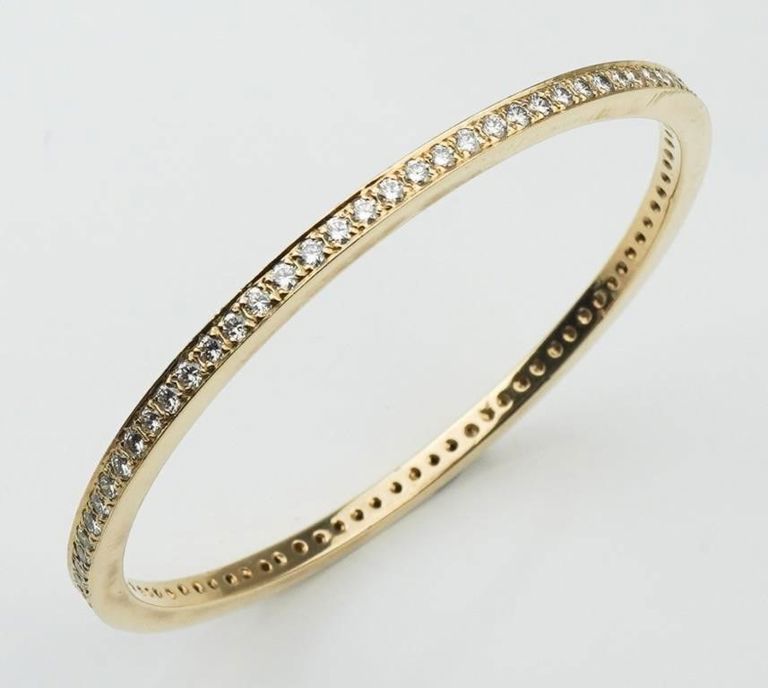 14k yellow gold diamond bangle bracelet