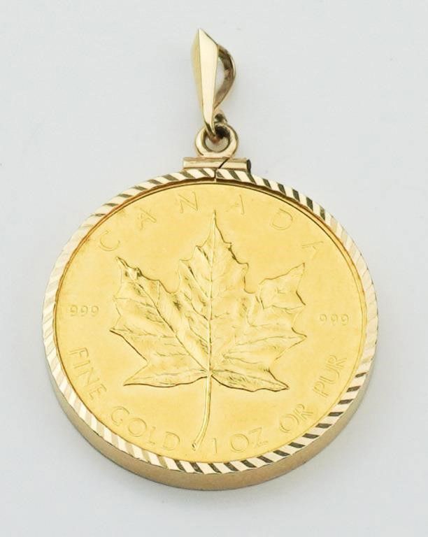 14k yellow gold coin pendant