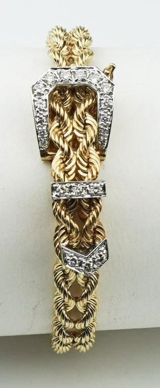 14k yellow gold diamond double rope bracelet