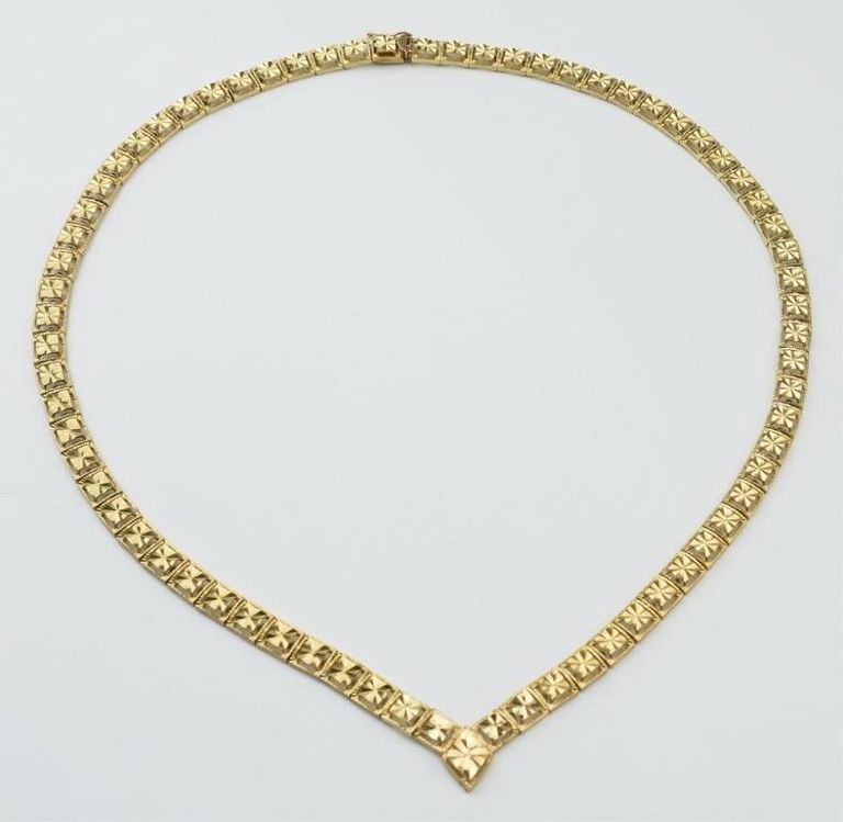 14k yellow gold diamond cut necklace