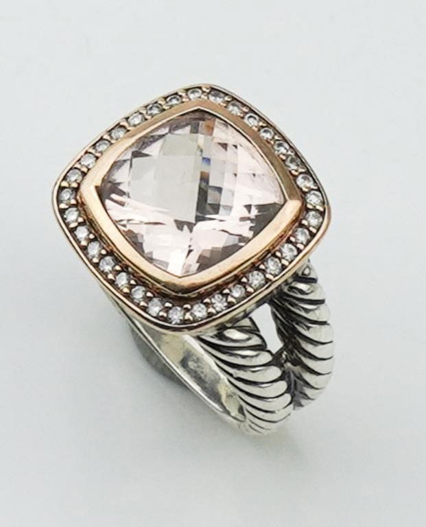 18k rose gold and sterling silver morganite ring
