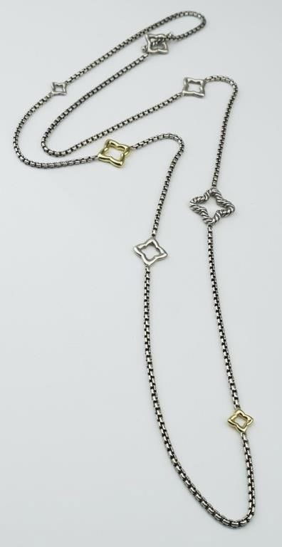 14k yellow gold and sterling quatrafoil necklace