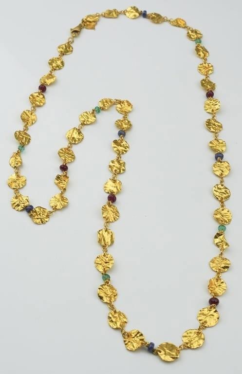High karat gold gemstone necklace