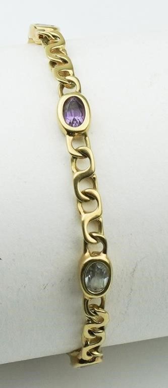 14k yellow gold amethyst bracelet