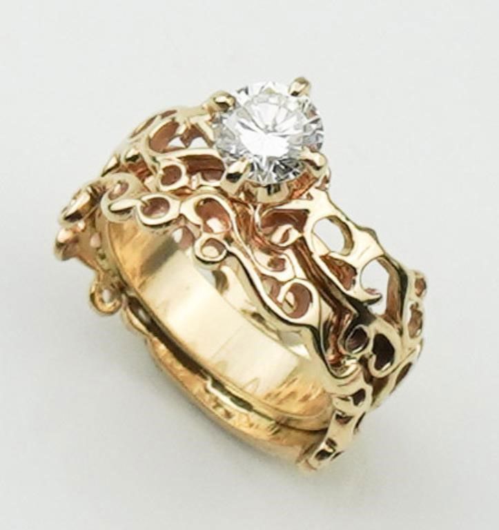 14k yellow gold diamond solitaire wedding ring
