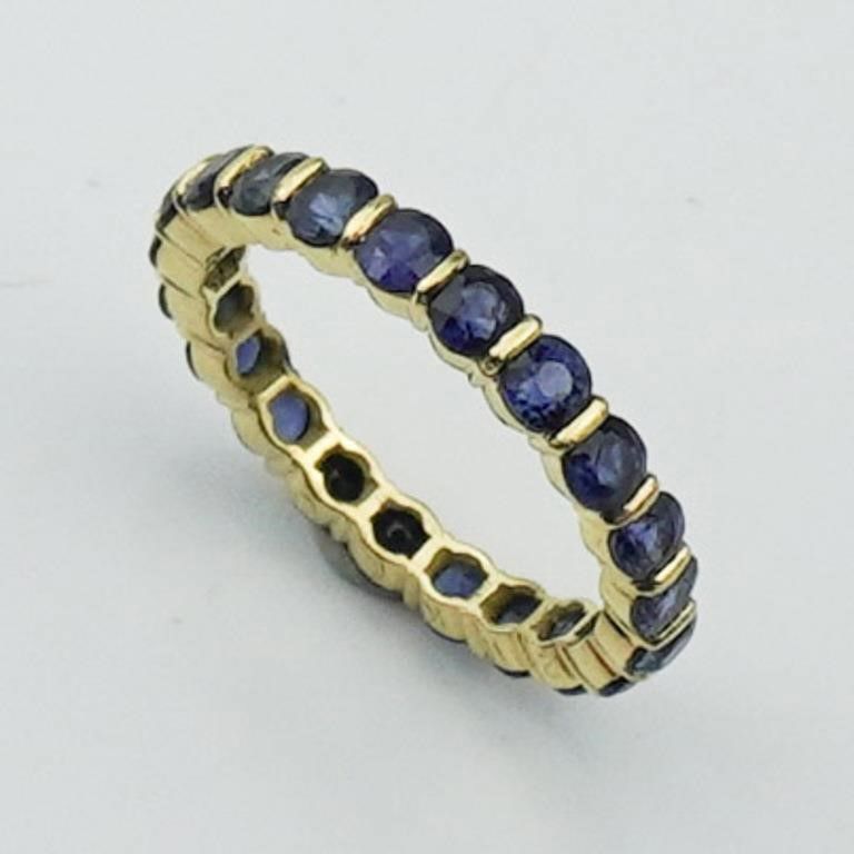 18k yellow gold sapphire eternity ring