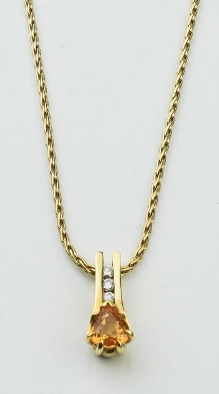 18k yellow gold yellow sapphire and diamond pendant necklace