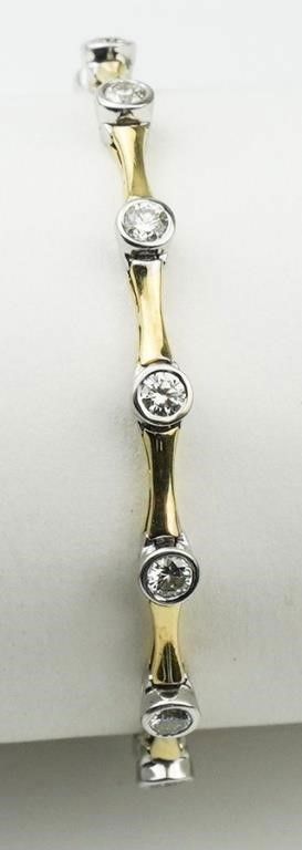 14k yellow and white gold diamond link bracelet