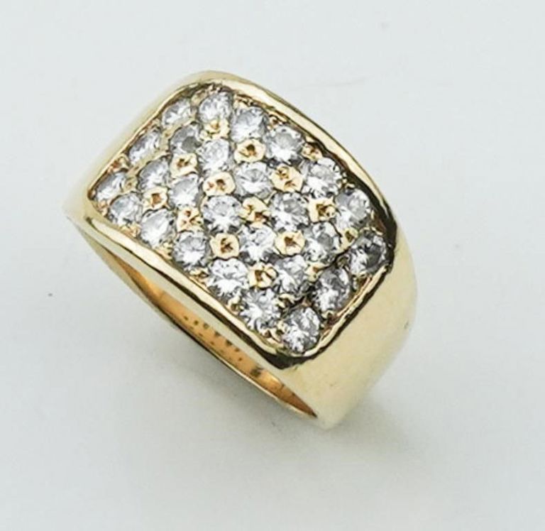 14k yellow gold cigar band diamond ring