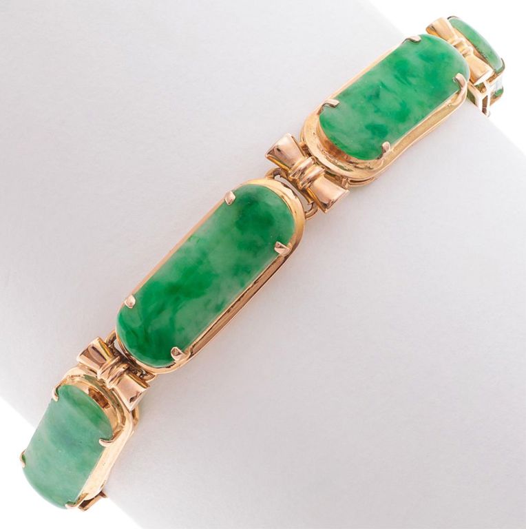 Jade and 18k rose gold bracelet