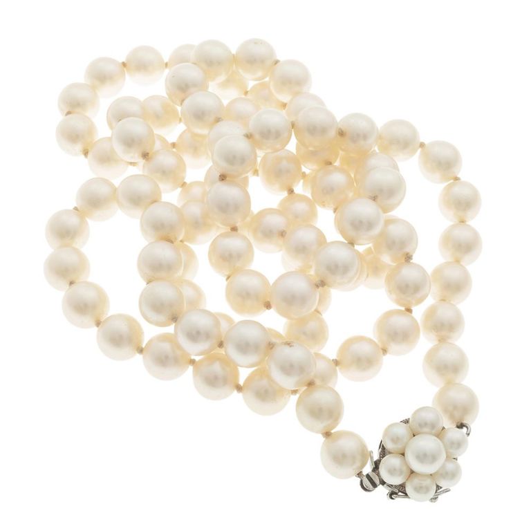 14k white gold pearl necklace
