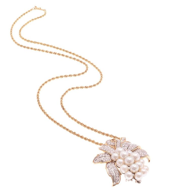 14k white gold and yellow gold diamond pendant necklace