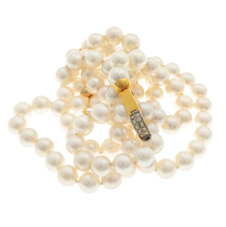 18k yellow gold and white gold pearl necklace