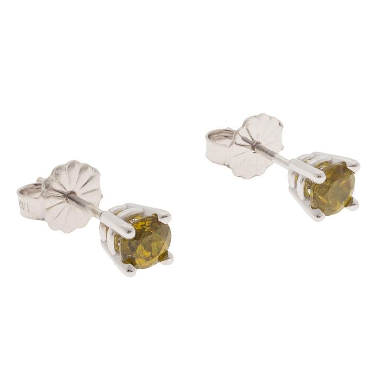 14k white gold demantoid garnet earrings